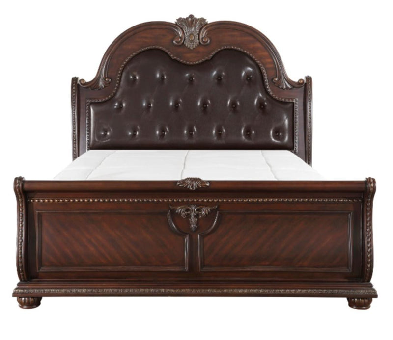 Cavalier Queen Sleigh Bed in Dark Cherry 1757-1* - Ace Furniture and Decor