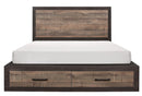 Miter Queen Platform Bed with Footboard Storage in Rustin Mahogany & Dark Ebony 1762-1*