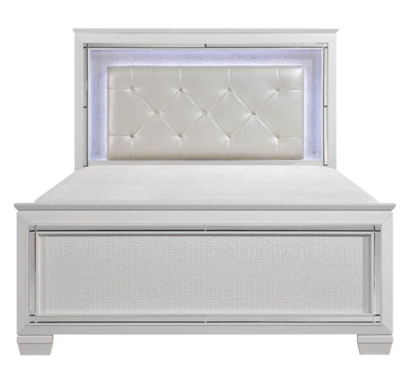 Allura Queen Panel Bed in White 1916W-1* - Ace Furniture and Decor