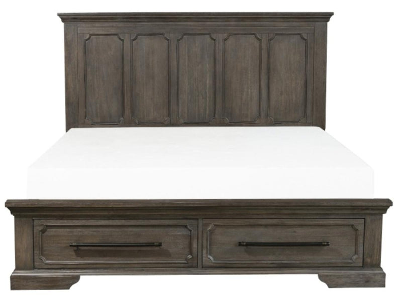 Taulon Queen Platform Bed with Footboard Storage in Dark Oak 5438-1* - Ace Furniture and Decor