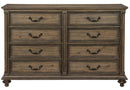 Rachelle 8 Drawer Dresser in Weathered Pecan 1693-5