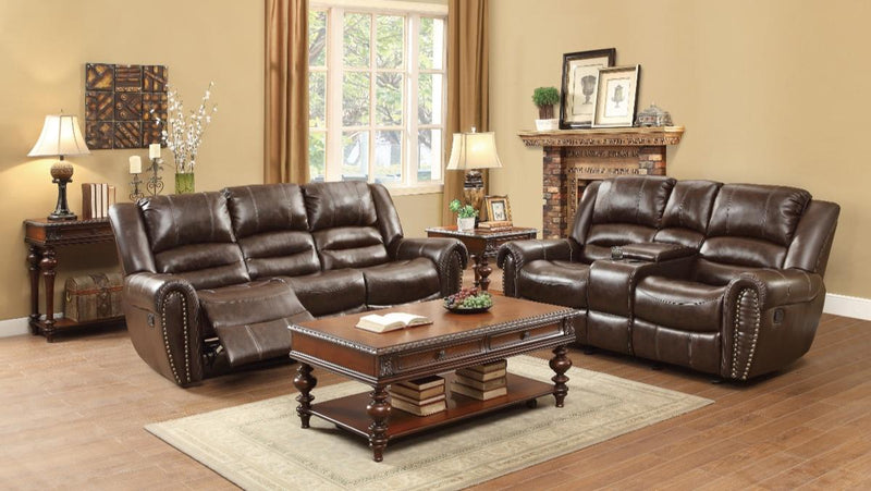 Center Hill Double Reclining Sofa in Dark Brown 9668BRW-3 - Ace Furniture and Decor