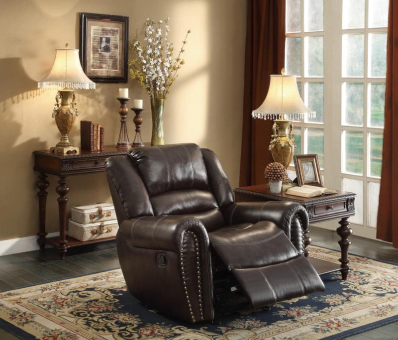 Homelegance Furniture Center Hill Glider Reclining Chair in Dark Brown 9668BRW-1