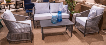 Bridges Beach Outdoor Love/Chairs/Table Set (Set of 4) - Ace Furniture and Decor