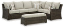 Brook Ranch Outdoor Sofa Sectional/Bench with Cushion (Set of 3) - Ace Furniture and Decor