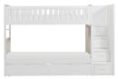 Galen Bunk Bed w/ Reversible Step Storage and Storage Boxes in White B2053SBW-1*T